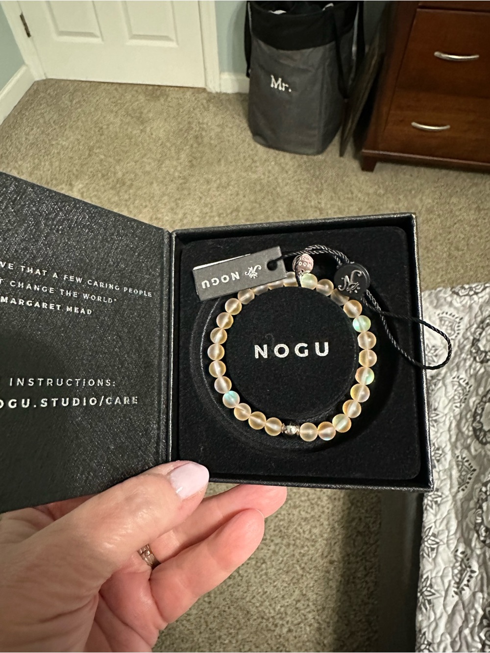 NOGU Iridescent Champagne Beaded Stretch Bracelet